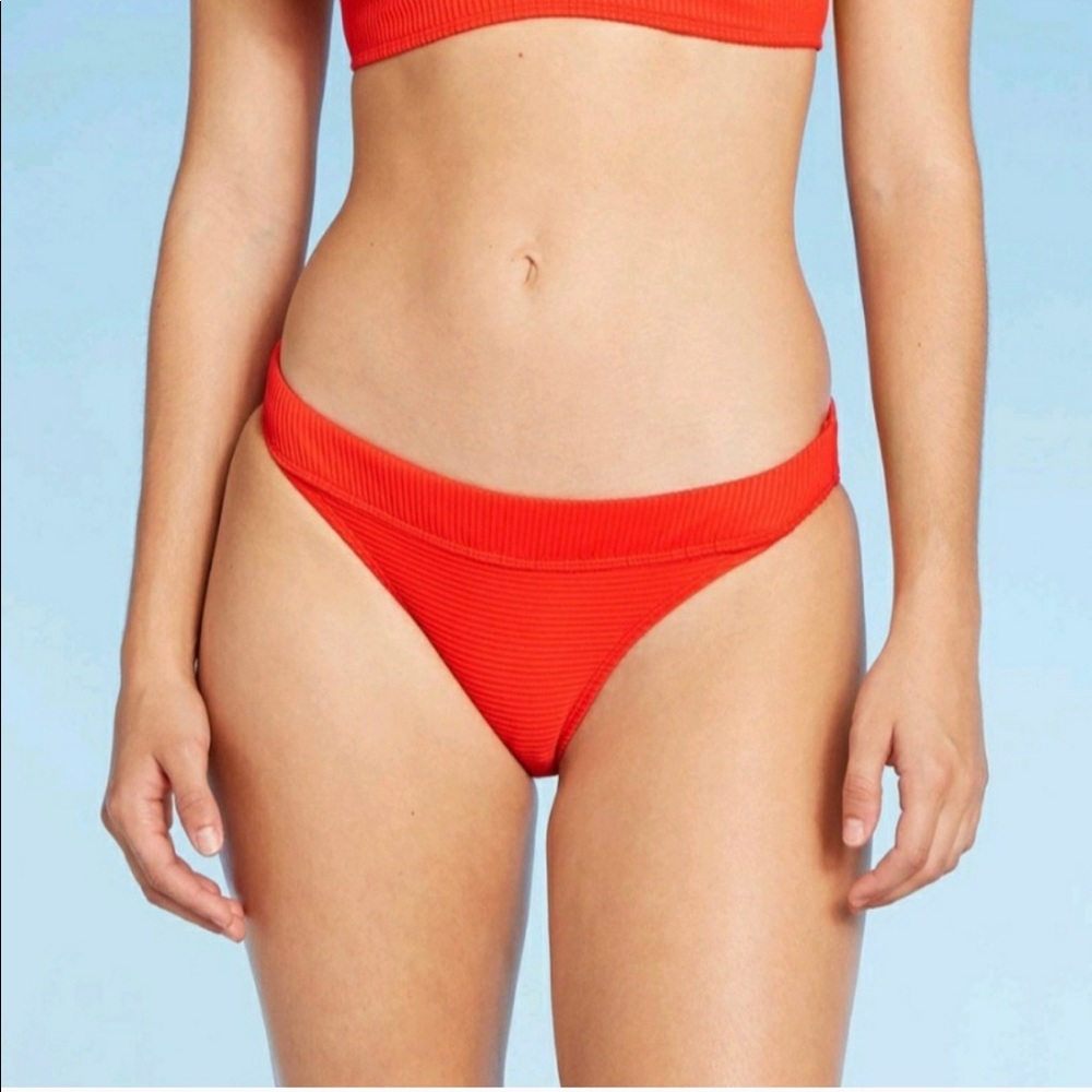 Xhilaration Red Rib Cheeky Bottom Large - Picture 2 of 7